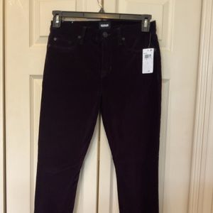 New with tags Hudson Midrise Nico Super Skinny Ankle Velvet pants sz 28